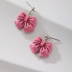 Blush Bow Resin Stud Earrings