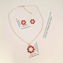 Eternal Grace: 14K Gold-Plated Circle Pendant Necklace and Earrings Set with Synthetic June Birthstone