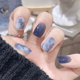 Arctic Glow Press On Nails β Snowfall Blue & White Art (24PCs)