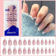 Rosy French Almond Nails – Dusty Pink with White Tips (24PCs)