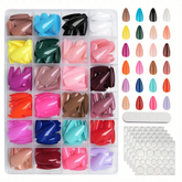 Vivid Hues – 24 Color Glossy Acrylic Press-On Nails