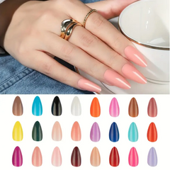 Vivid Hues – 24 Color Glossy Acrylic Press-On Nails