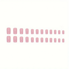 Peachy Glow – 24pcs Tender Peach Pink Square Nails