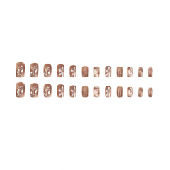 Summer Bloom – 24pcs French Floral Gradient Square Nails