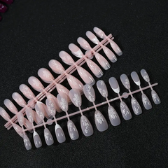 Whispering Petals – French Almond-Stiletto Floral Press-Ons