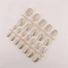 Sugar Pop – 24pcs Pink Glitter French Nails in Retro Style