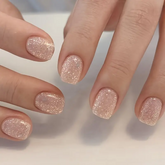 Sugar Pop – 24pcs Pink Glitter French Nails in Retro Style