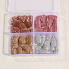 Glitterbox – 24pcs Mini Square Glitter Nail Set (4 Colors)