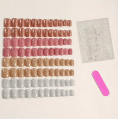 Glitterbox – 24pcs Mini Square Glitter Nail Set (4 Colors)