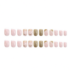 Pink & Gold Glitter Nails (24pcs) πβ¨π