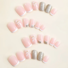Pink & Gold Glitter Nails (24pcs) πβ¨π