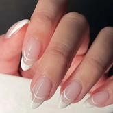 French White Border Almond Nails (24pcs) π€ππ