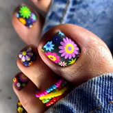 Chic Bloom Toe Nails β Square Matte Floral & Colorblock Set (24PCs)