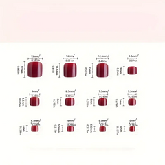 Champagne Glitter Burgundy – 24pcs Square Press-On Toenails