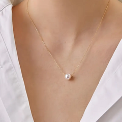 Golden Elegance Faux Pearl Pendant Necklace
