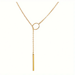 Tribal Chic 18K Gold Circle & Rod Pendant Necklace