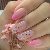 Pink Floral Almond Nails (24pcs) 🌸💗🌼