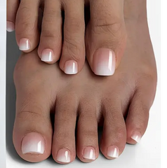 French Gradient Nude to Pink Ombre Toe Nails (24pcs)