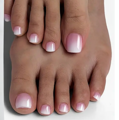 French Gradient Nude to Pink Ombre Toe Nails (24pcs)