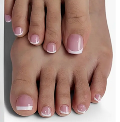 French Gradient Nude to Pink Ombre Toe Nails (24pcs)