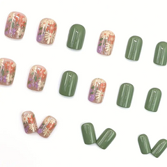 Fresh Spring Green Floral Press-On Nails (24pcs)