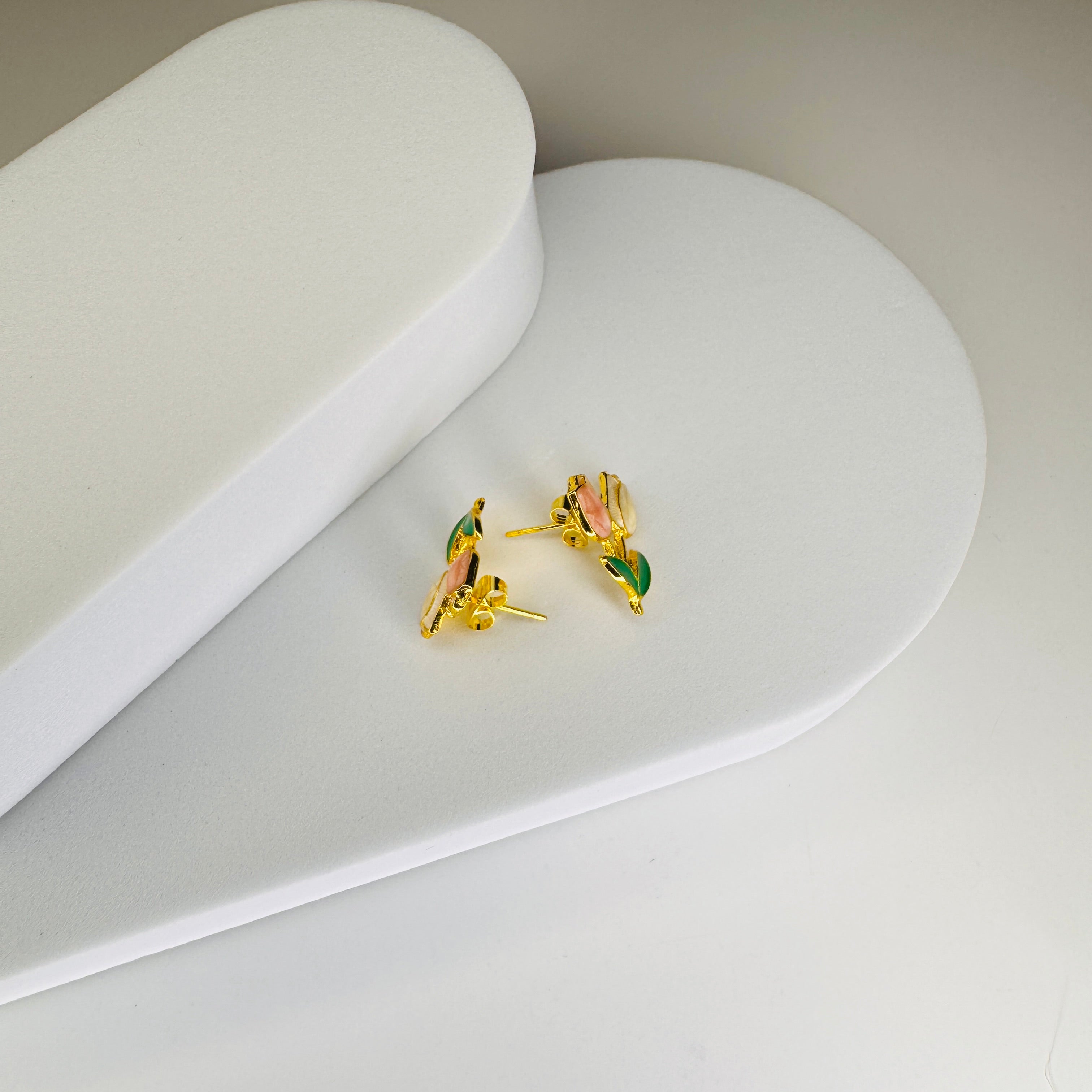 Golden Bloom Tulip Stud Earrings