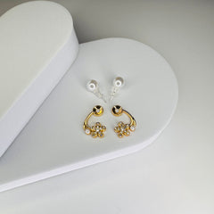 Chic 14K Plated Golden Petal Luxe Pearl Earrings