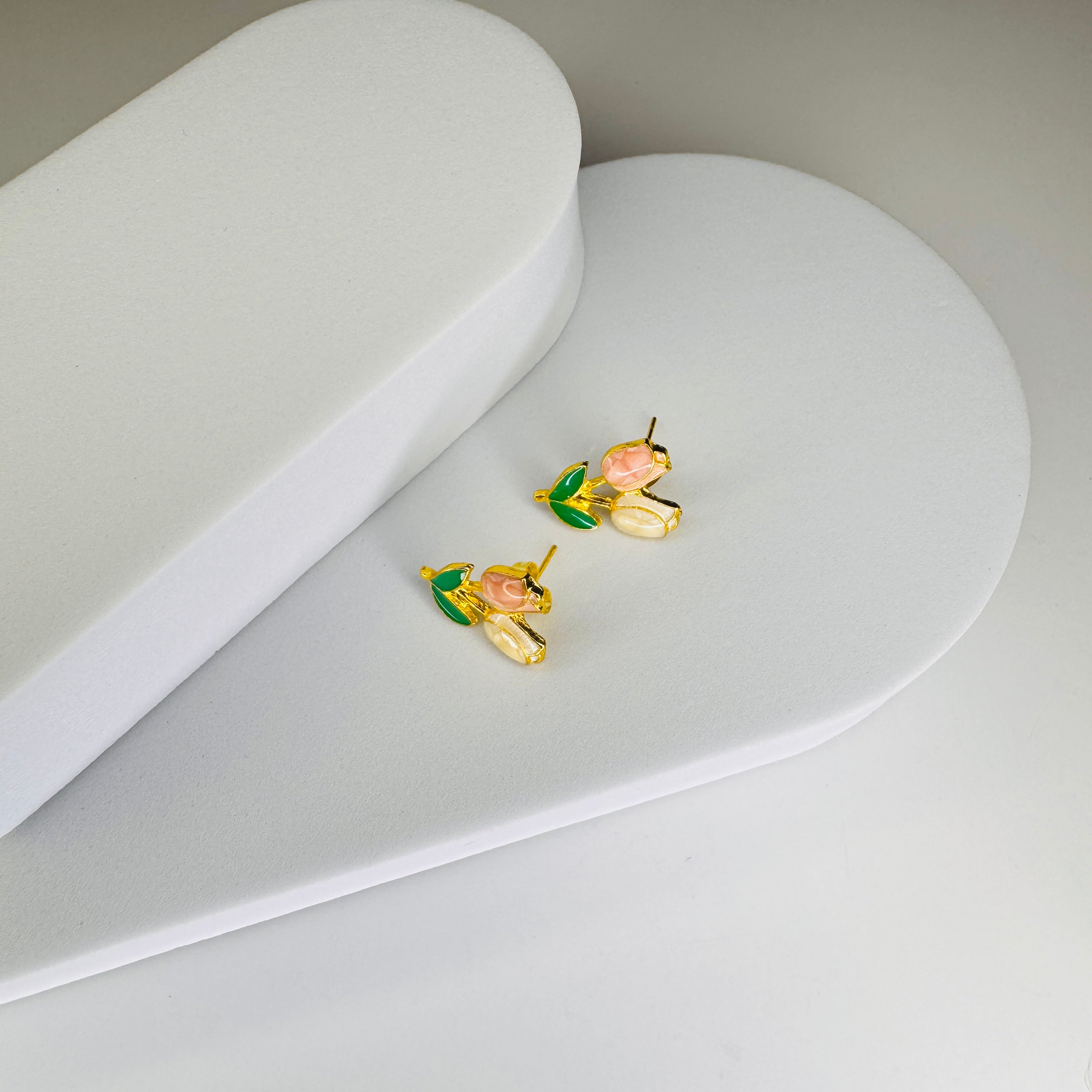 Golden Bloom Tulip Stud Earrings