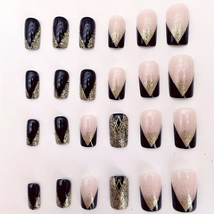 Golden Glitter French Tip Press-On Nails (24pcs)