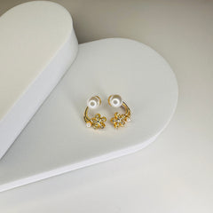 Chic 14K Plated Golden Petal Luxe Pearl Earrings