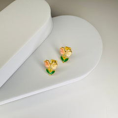 Golden Bloom Tulip Stud Earrings