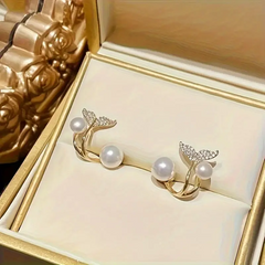 Enchanted Mermaid Pearl Stud Earrings