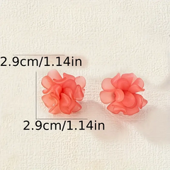 Elegant Acrylic Flower Stud Earrings (Green/Pink)