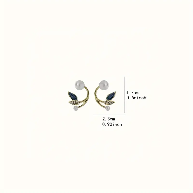 Vintage Pearl Leaf Stud Earrings