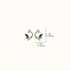 Vintage Pearl Leaf Stud Earrings