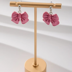 Blush Bow Resin Stud Earrings