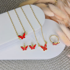 Sweet Charm: Elegant Butterfly Enamel Necklace Set – Simple Chic Japanese & Korean Style