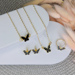 Sweet Charm: Elegant Butterfly Enamel Necklace Set – Simple Chic Japanese & Korean Style