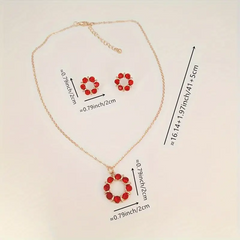 Eternal Grace: 14K Gold-Plated Circle Pendant Necklace and Earrings Set  with Synthetic June Birthstone