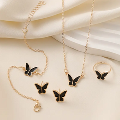 Sweet Charm: Elegant Butterfly Enamel Necklace Set – Simple Chic Japanese & Korean Style