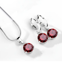 Elegant Crystal Zirconia Pendant & Earrings Set