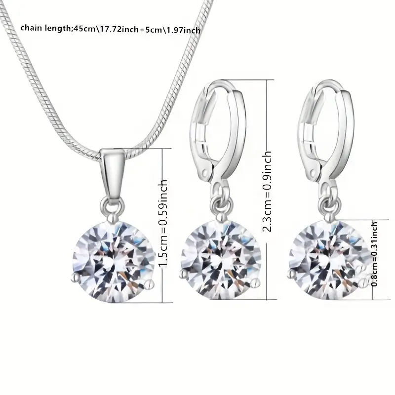 Elegant Crystal Zirconia Pendant & Earrings Set