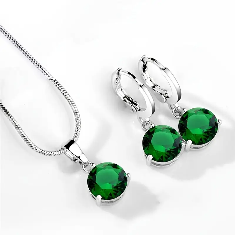 Elegant Crystal Zirconia Pendant & Earrings Set