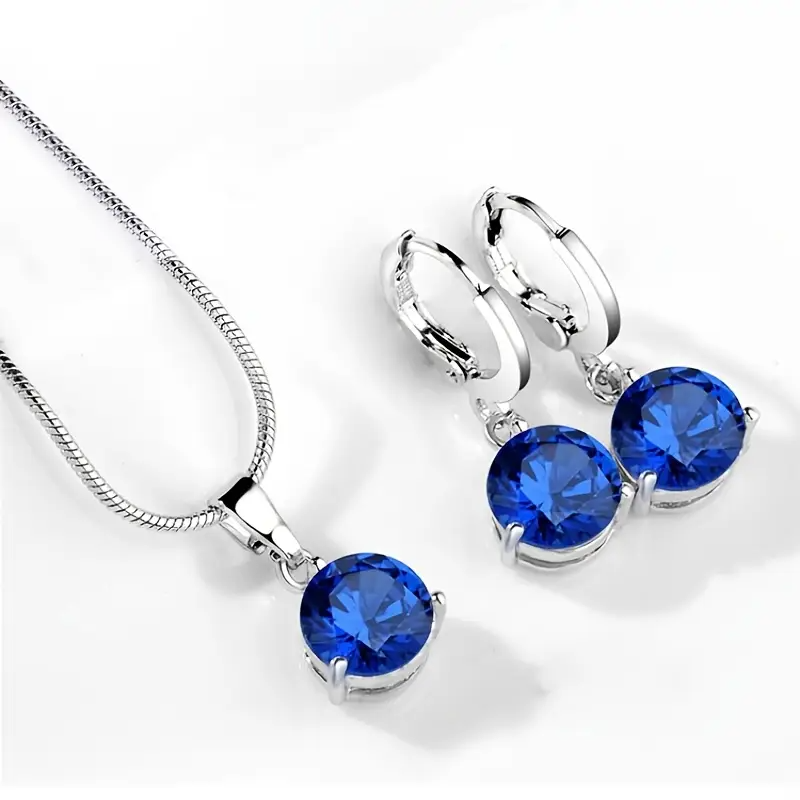 Elegant Crystal Zirconia Pendant & Earrings Set