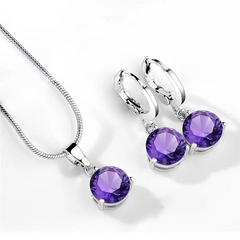 Elegant Crystal Zirconia Pendant & Earrings Set