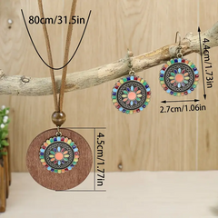 Bohemian Floral Pendant Necklace & Earrings Set