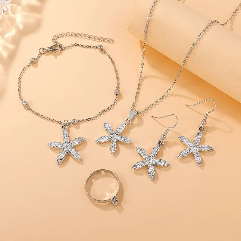 5-Piece Luxurious Floral Jewelry Set