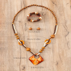 Wooden Beaded Boho Jewelry Set (3pcs)