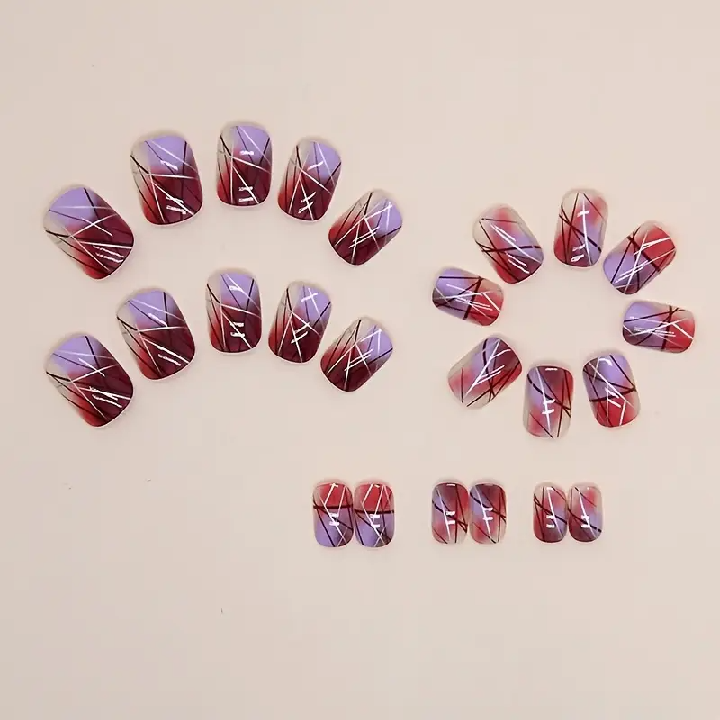 Luxury Gradient Stripe Press-On Nails Set (24PCs)