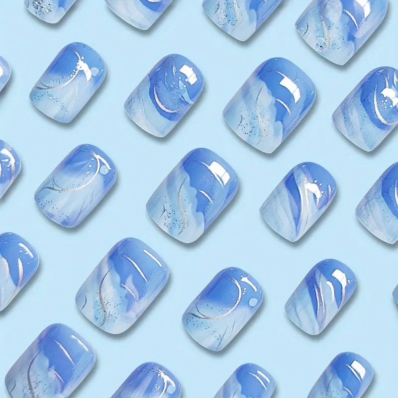 Blue Ocean Aura Colorblock Press-On Nails (24PCs)